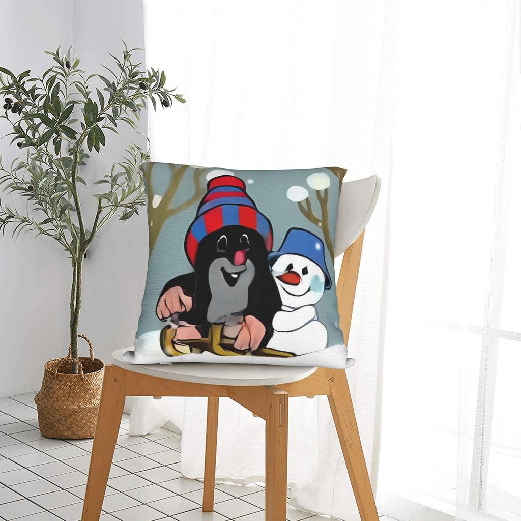 Pillow Cover The Little Mole Snow  Funny Pillow Case For Sofa Car Home Decor Pillowcases