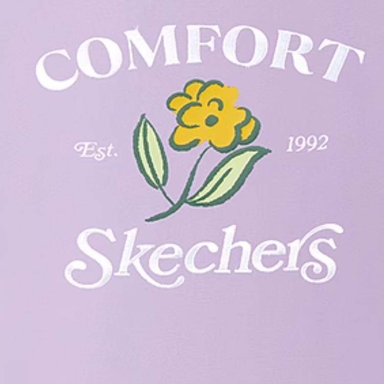 Skechers Fashion Casual Comfortable Versatile Short Sleeve Drop Shoulder T-Shirt Women Tops Lavender L225W185-00KC