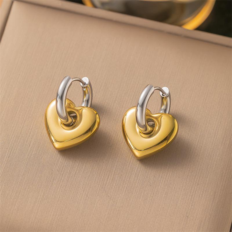 Hollow Heart Earrings For Women Stainless Steel Gold  Color Heart Earring Luxury Wedding Couple Jewelry Gifts Wholesale