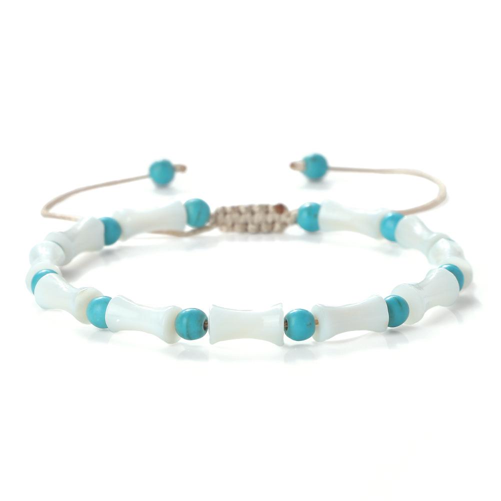 Adjustable Multi-Beaded Chinese-Style Turquoise Bracelet, Perfect for Ethnic Summer Vacations Elastic Rope