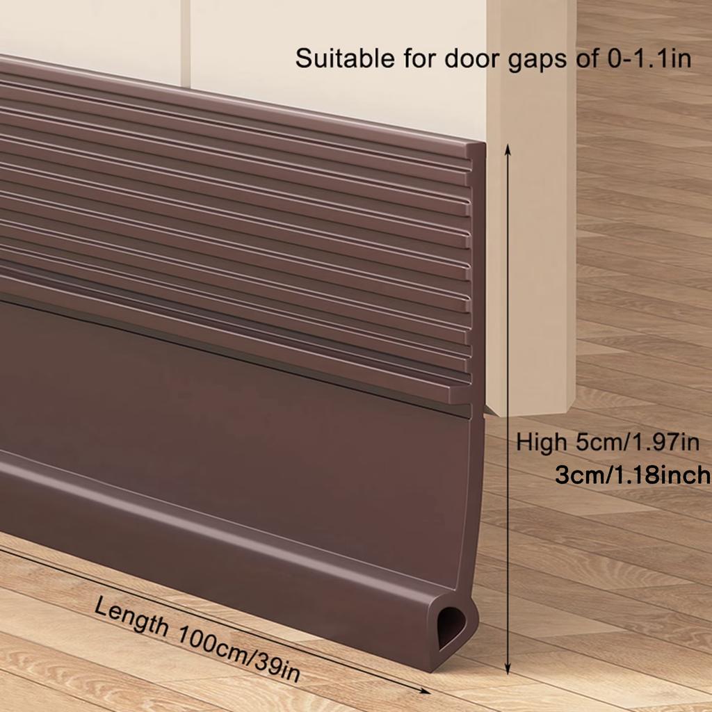 1PC 1m/39.37inch Self-Adhesive Windproof Door Bottom Seal Strip Double Dustproof Free-Cutting Under Door Weatherstrip