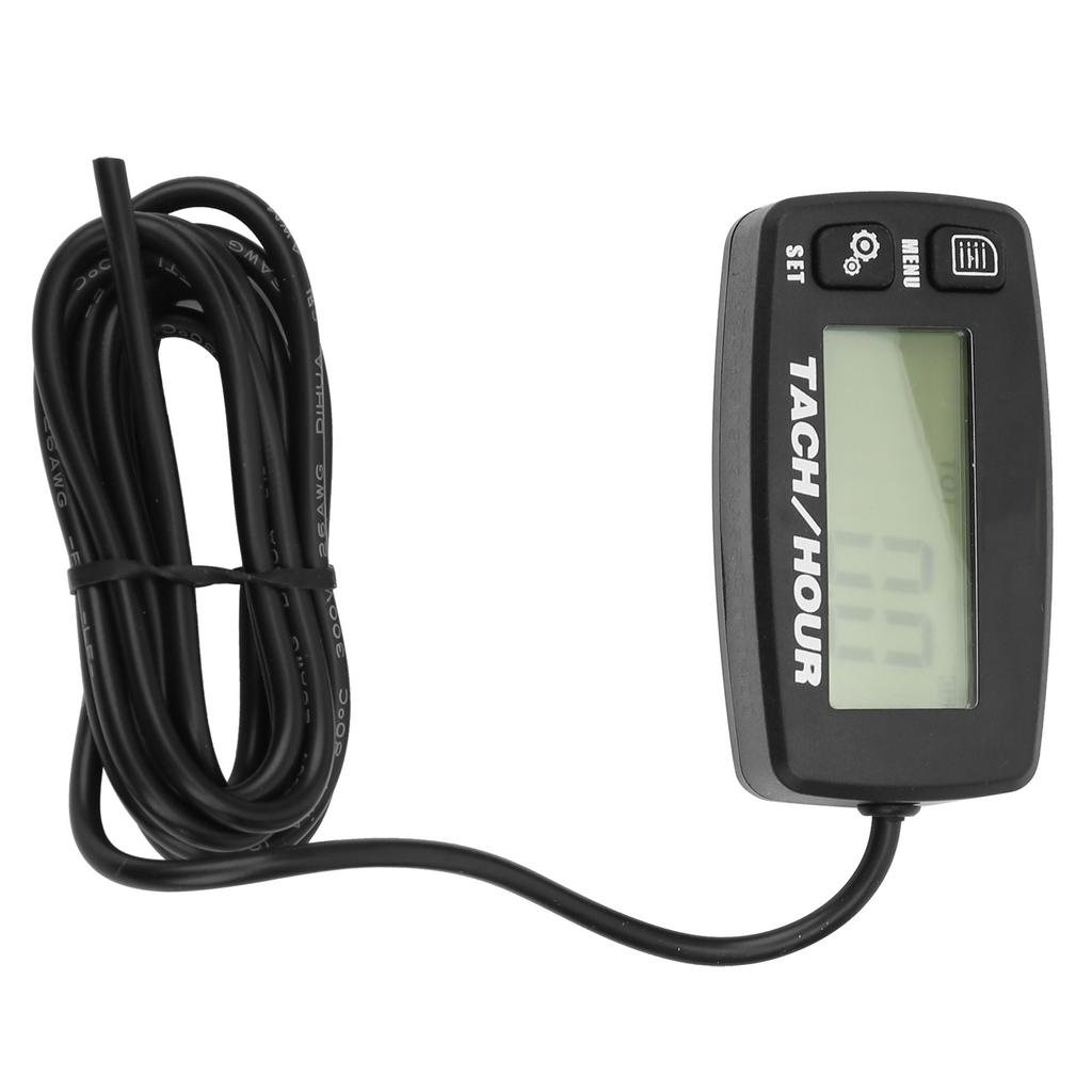LCD Backlit Gauge Resettable Inductive Tachometer Hour Meter for 2 4 Stroke Engines