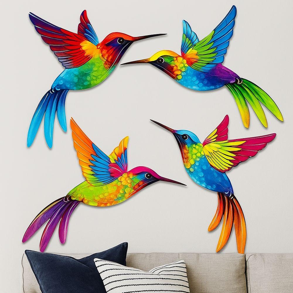 

Rustic Colorful Bird Ornament European Style Bird Wall Art Home Living Room Bedroom 4pcs