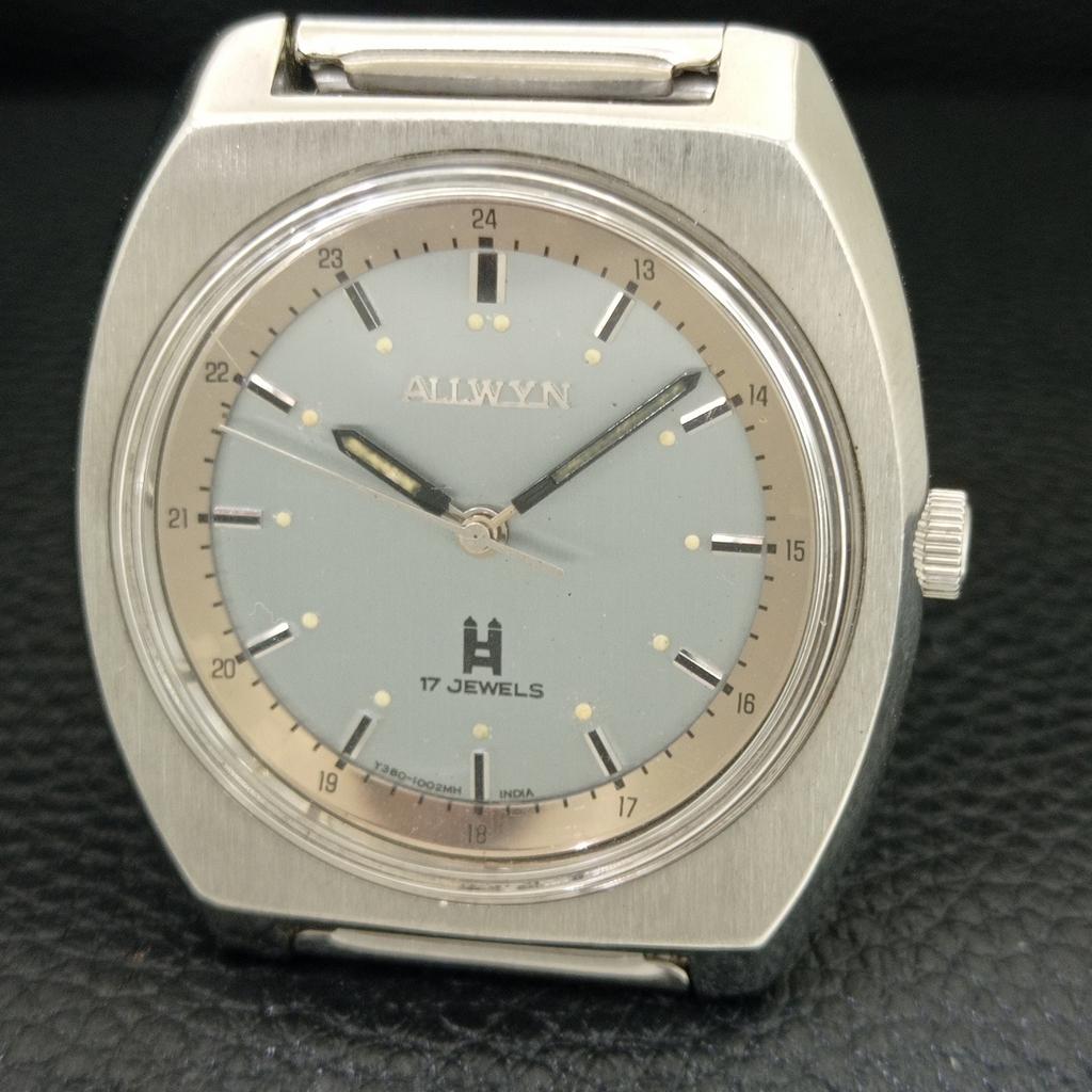 VINTAGE ALLWYN 6300A HAND-WINDING INDIA MENS ORIGINAL DIAL WATCH a706079-1