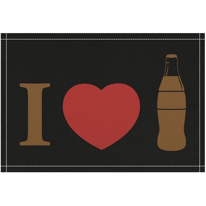 

I Love Coke Linen Placemats Durable Table Placemats Fashion Tablecloths Table Mats for Home Hotel 1PCS