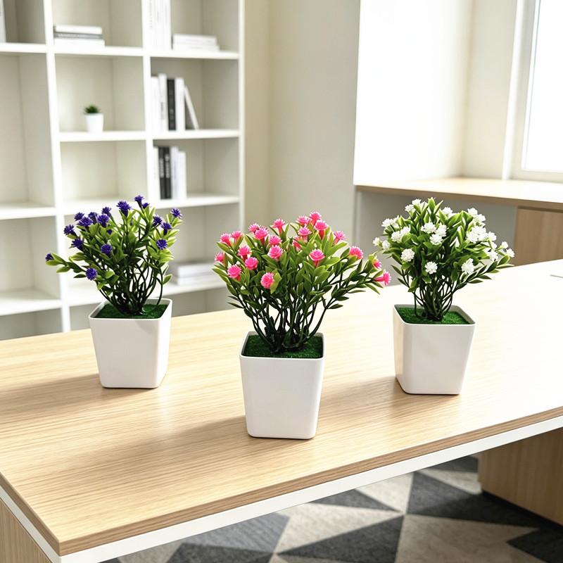 Artificial Starry Flower Pot With Base For Home Office Decor And Garden Outdoor Settings