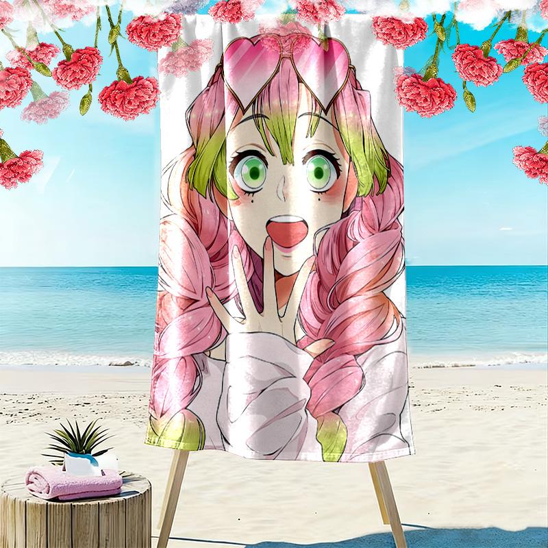 Demon Slayer Print Beach Towel, Large Soft Quick Dry Towel for Beach Camping Swimming