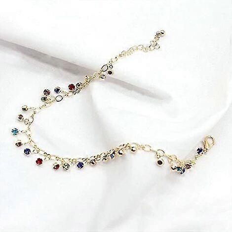 Anklets (Silver) for Women Naturally Adjustable Anklet Crystal Color Rhinestone