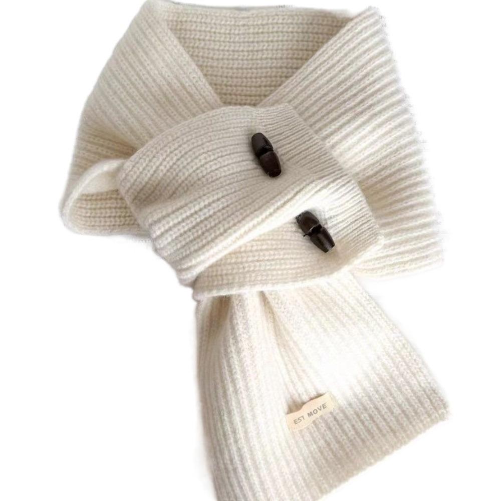 

Windproof Cross Neck Warmer Thickened Women Winter Neckerchief Fashion Wool Knitted Scarf Girls бежевий