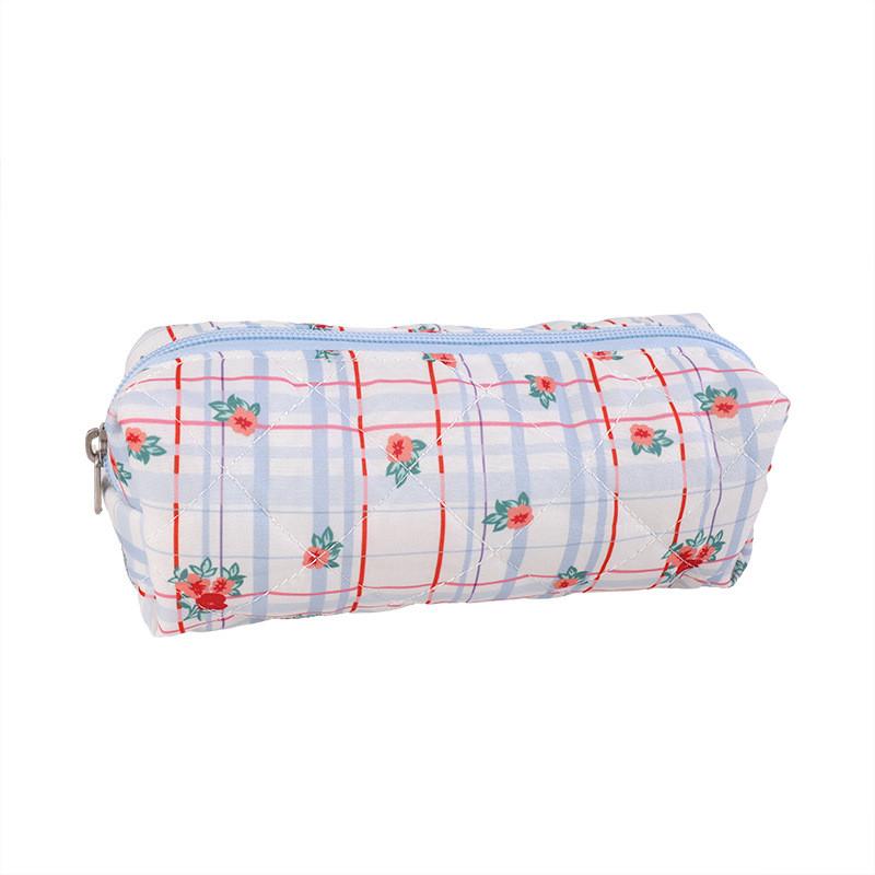 Cute Floral Cotton Makeup Brush Bag With Portable Design For Travel And School