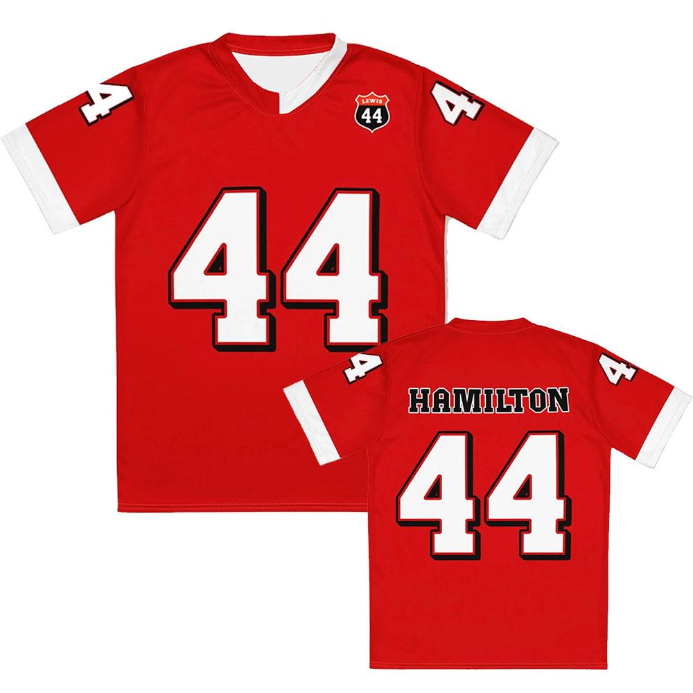 CamisetasLewis Número 44 Hamilton Manga Curta Gola Redonda Camiseta Casual Roupas Unisex