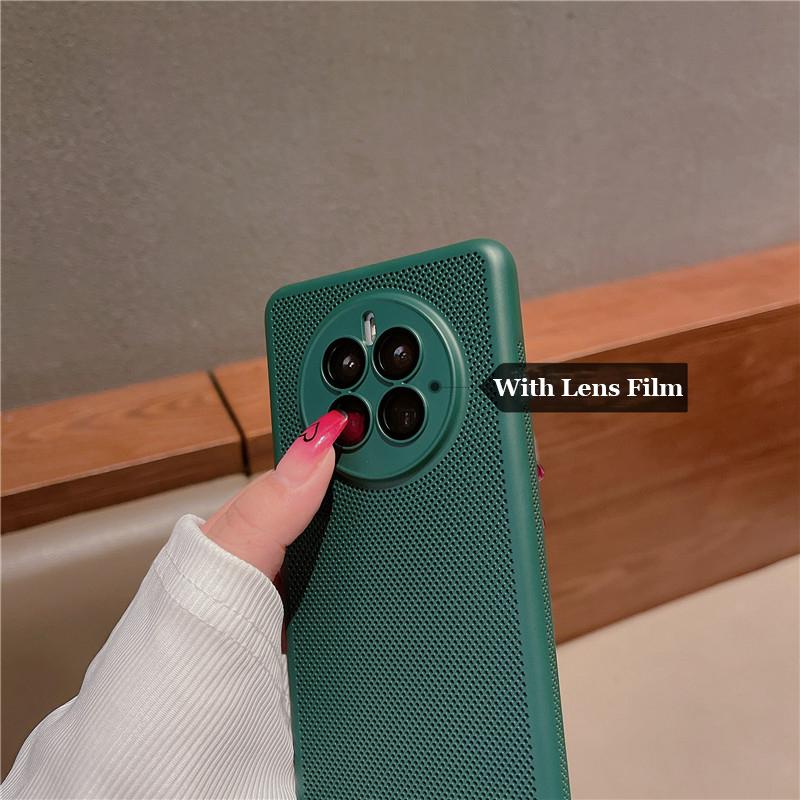Husă cu acoperire completă cu disipare a căldurii cu film pentru lentile pentru Huawei Mate 60 50 50E 30 Pro Plus Grilă de răcire respirabilă Carcasă din spate tare pentru PC