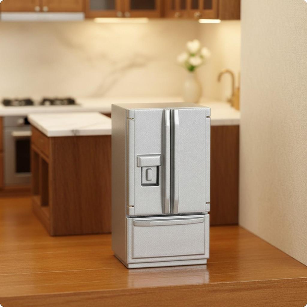 1:12 Scale Dollhouse Fridge Wooden Refrigerator Freestanding Birch Wood