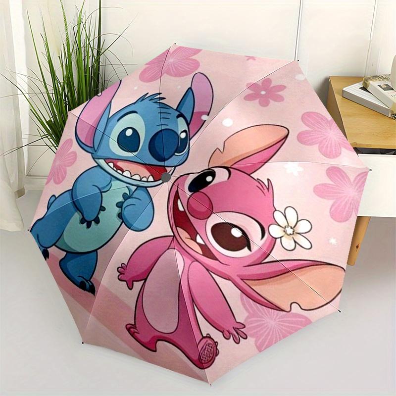 

Stitch,Lilo Automatic Folding Umbrella - Simple 8-Rib Design, Bright Cartoon Pattern, Durable Iron Frame, Suitable For Travel, Outdoor, Beac