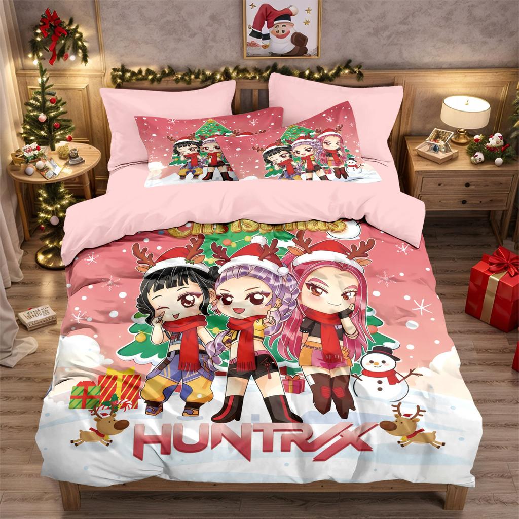 3-teiliges K-Pop-Bettwäscheset mit Dämonenjäger-Motiv, EU-Einzelgröße, Bettbezug, Bettbezug für Kinder und Erwachsene, K-Pop-Huntrix