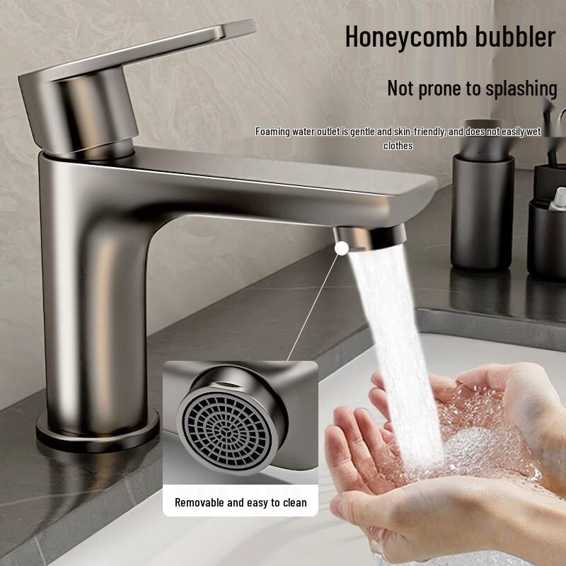 TLXT Stainless Steel Brushed Hot & Cold Basin Faucet