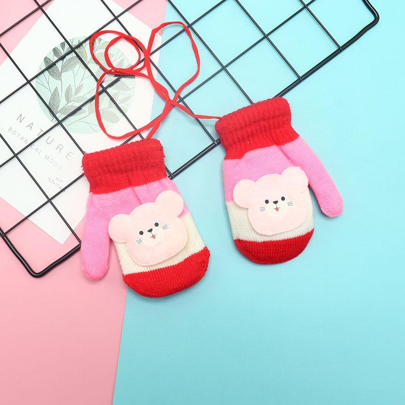 Nye søte tegneseriekattehansker Vinter tykk strikket Baby Barn Nyfødte votter Barn Holder Finger Varme Hansker for Baby 0-4 år gammel