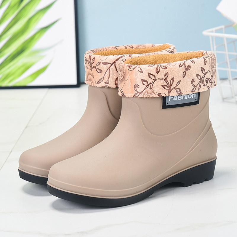 Women's Anti Skid Waterproof Thickened Wear Resistant Warm And Cotton Short Rain Boots