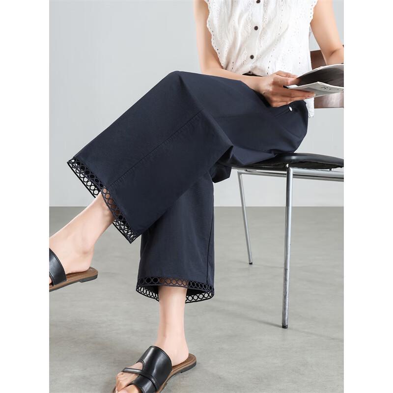 Women s High-Waist Cropped Wide-Leg Casual Pants M