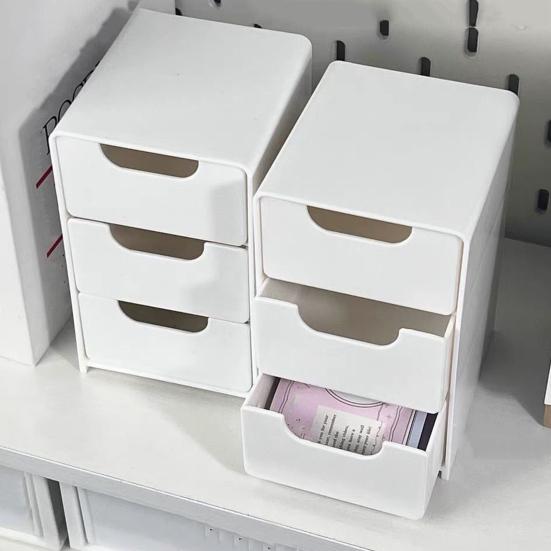 1 Set Desktop Storage Box Modular 3-Drawer Organizer Scratch-Resistant Desk Drawers for Jewelry Stationery Cosmetics Storage And Organization