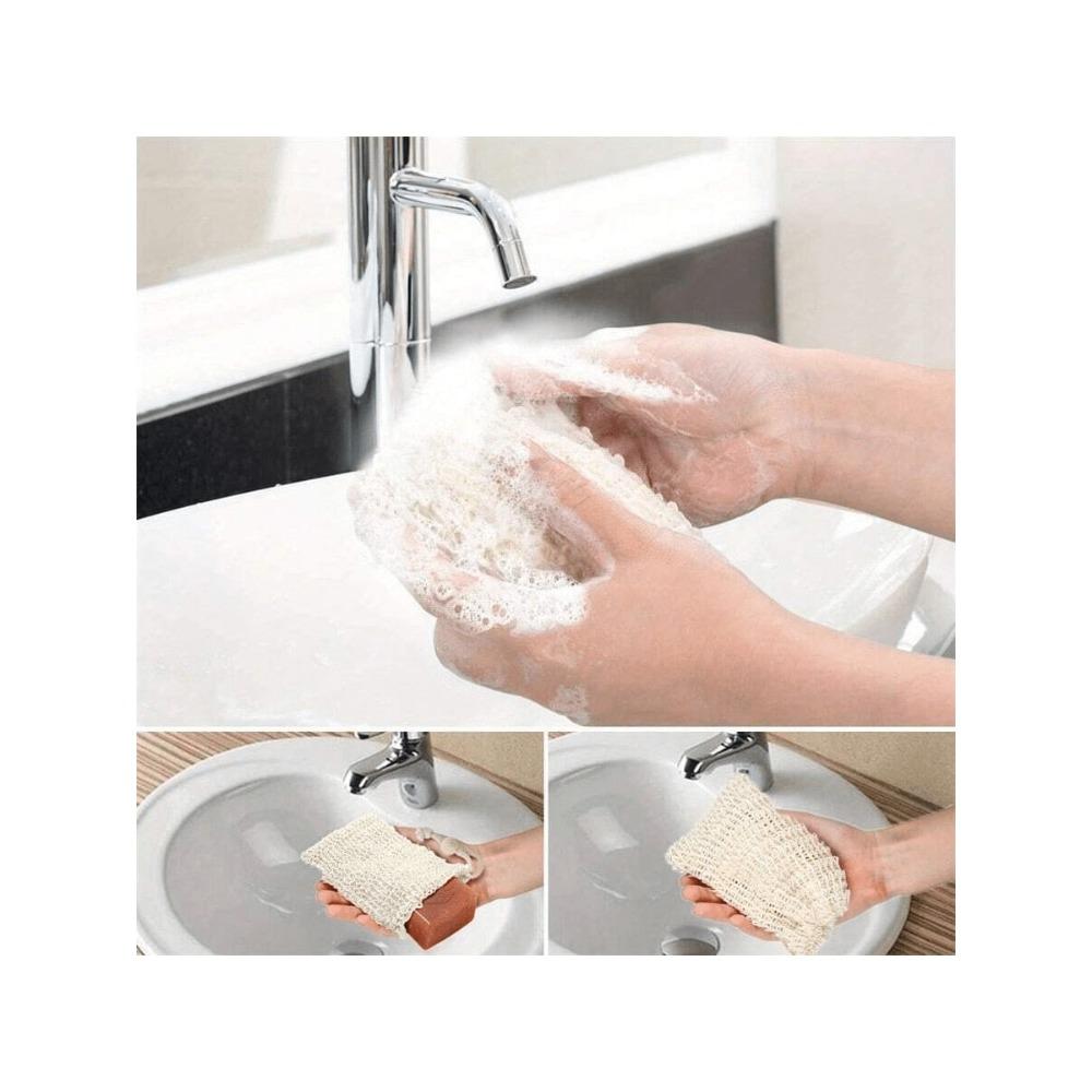 Soap Saver Pouch, Sisal Soap Bag With Drawstring And, Soap Saver Bag, Knotted Shower Soap Bag For Foaming And Drying, Bathroom Accessories