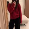 V-neck Knitted Sweater for Women Thick Autumn and Winter Loose and Fashionable Sweater Casual Long-sleeved Pullover
