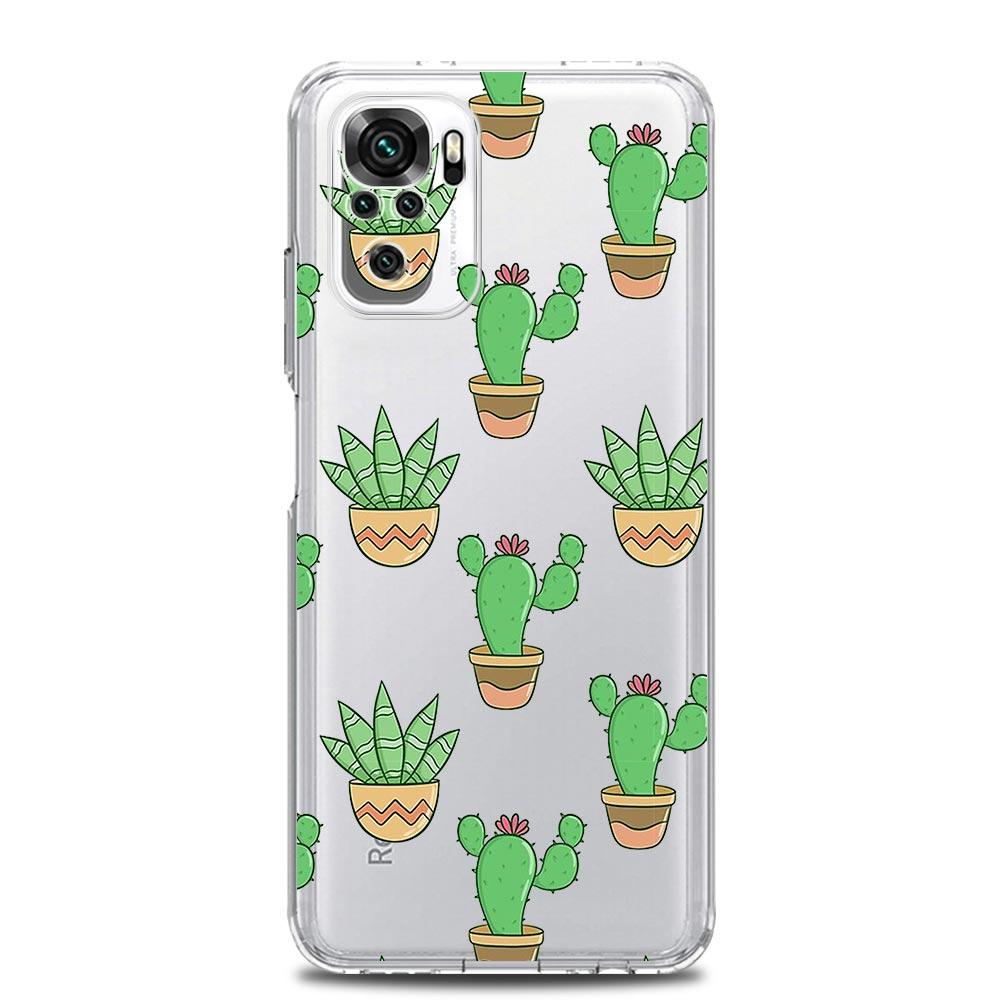 Cute Green Cactus Botany New Square Clear Phone Case For Xiaomi Redmi Note 12 11 9S 9 8 10 Pro+ 7 8T 9C 9A 8A K40 Gaming Cover