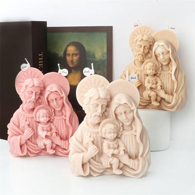 Large Jesus Family Candle Silicone Mold 3D Virgin Mary Family Silicone Mold DIY Gypsum Concrete Resin Mould Home Ecclesia Decor