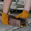 Arbeitshandschuhe aus Leder mit flexiblem Griff, robuster Gartenhandschuh aus Rindsleder zum Holzschneiden/Bau/LKW-Fahren/Garten-/Hofarbeit