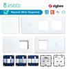 BSEED Zigbee 1/2/3Gang Touch Switches 1/2/3Way Function Base EU Socket Smart Plug Glass Panel Socket Frame DIY Free Combine