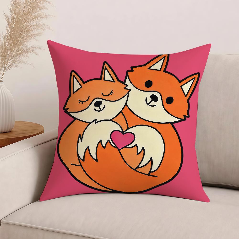 Cartoon Animal Heart Lovers Valentine's Day Pillow Case Office Cushions Suitable For Sofa Car Bedroom Decorative Cushion Cover