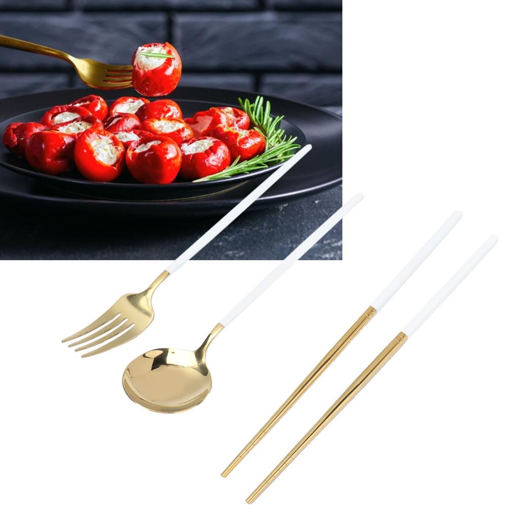 Portable Cutlery Set Stainless Steel Tableware Anti Corrosion Non Slip Anti Fading Chopsticks Spoon for Outdoor