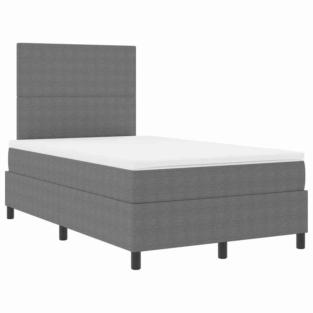 Box Spring Bed in Light Grey and White 120 x 190 cm Cord Fabric