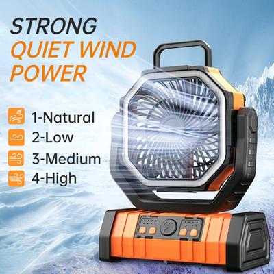 20000mAh 10000mAh USB Wiederaufladbarer Campingventilator Tragbare Luftzirkulatoren Kabellose Ventilatoren 270° Kopfdrehung Zeltventilator mit Haken