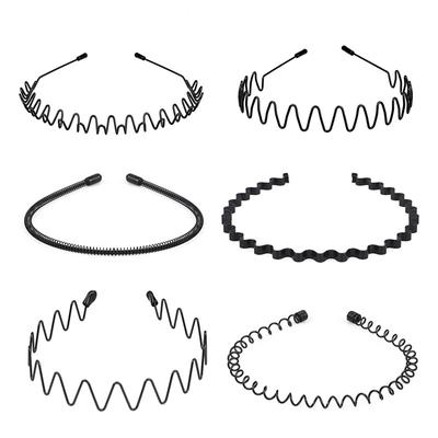 Non-Slip Black Metal Waved Style Sports Hairband Durable Men Women Unisex Hair Band Casual Adult Headwear Boy  Gift