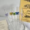 1pc 8mm Glass Straw, Reusable Drinking Straws Cute Butterfly Heat-Resistant Straw for Festival Party Wedding Cocktail Bar Beachs