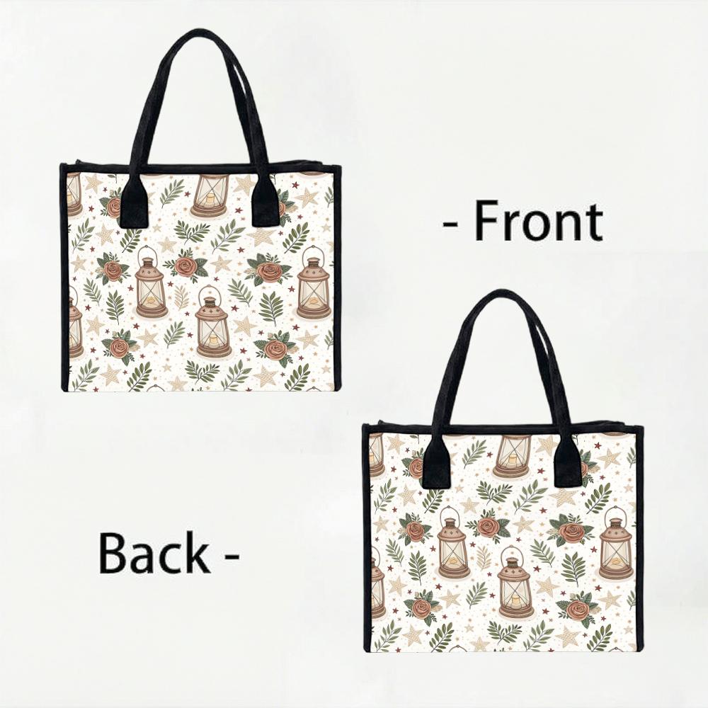 Vintage Pattern Canvas Tote Bag Casual Daily Large Capacity Carry All Shoulder Bag