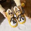 Women's fashion cartoon bear lightweight soft sole winter warm fur one snow boots velvet lined non-slip casual sports cotton boots board shoes