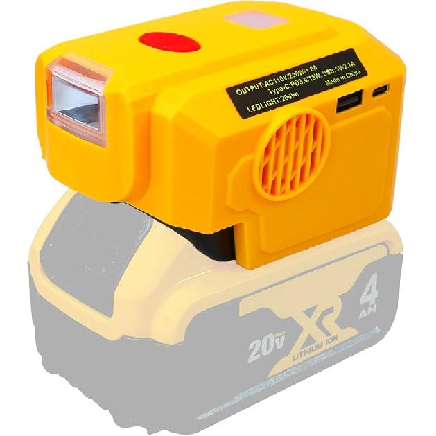 150W Power Inverter Generator Fit for Ryobi 18V Lithium Battery, DC 18V to AC 110V-120V Portable Power Station, with 2 USB & AC Outlet & 200LM LED