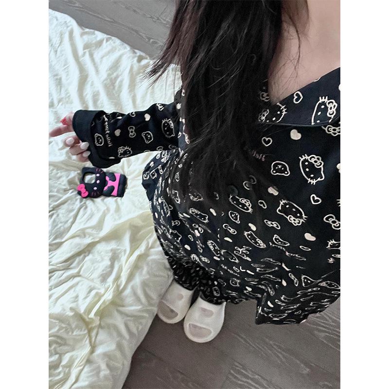 

Женский пижамный комплект для весны и осени - Лонгслив и брюки, Сладкий и милый, Носить дома или на улице Size 2 [Recommended for 75-100 pounds]