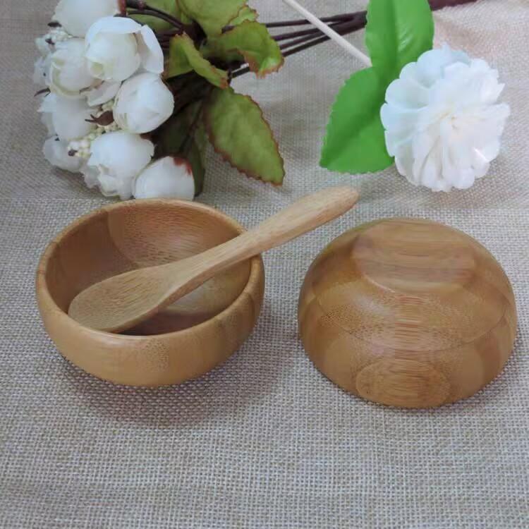 

10pcs/lot 50g Empty Bamboo Facial Mask Bowl with Spoon Cosmetic Wooden Mask Tools DIY Tableware Makeup Container