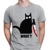Murder Cat Bloody Knife What Horror Scary Funny Humor Mens TShirts Tee Top 6ED
