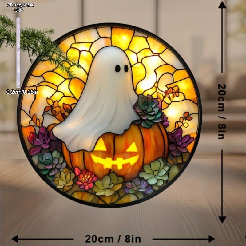 Halloween Cute Little Ghost Acrylic Sun Catcher Hanging Indoor and Outdoor Home Courtyard Garden Decoration Hanging Board, Durable Acrylic Sign