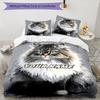 3PC Custom Name Proud Cat Portrait Bedding Set Duvet Cover Closure Includes 1 Duvet Cover & 2 Pillowcases for Bedroom