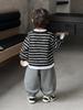 Autumn 2025 Boys' Trendy Striped Sweatshirt Set - Fashionable Early Autumn Outfit