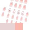 24 Pieces Sweet Blush French Cat's Eye Manicure Fake Nails Three-dimensional Point Drill Bow Wearing Nail Ballet Nail Piece