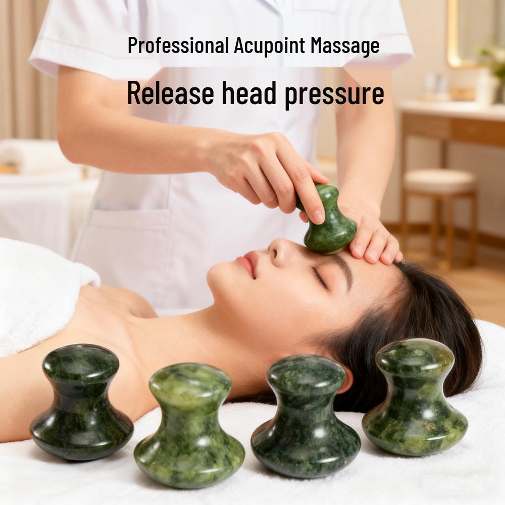 Portable Jade Mushroom Head Gua Sha Massager for Full Body, Acupoint, and Face Health