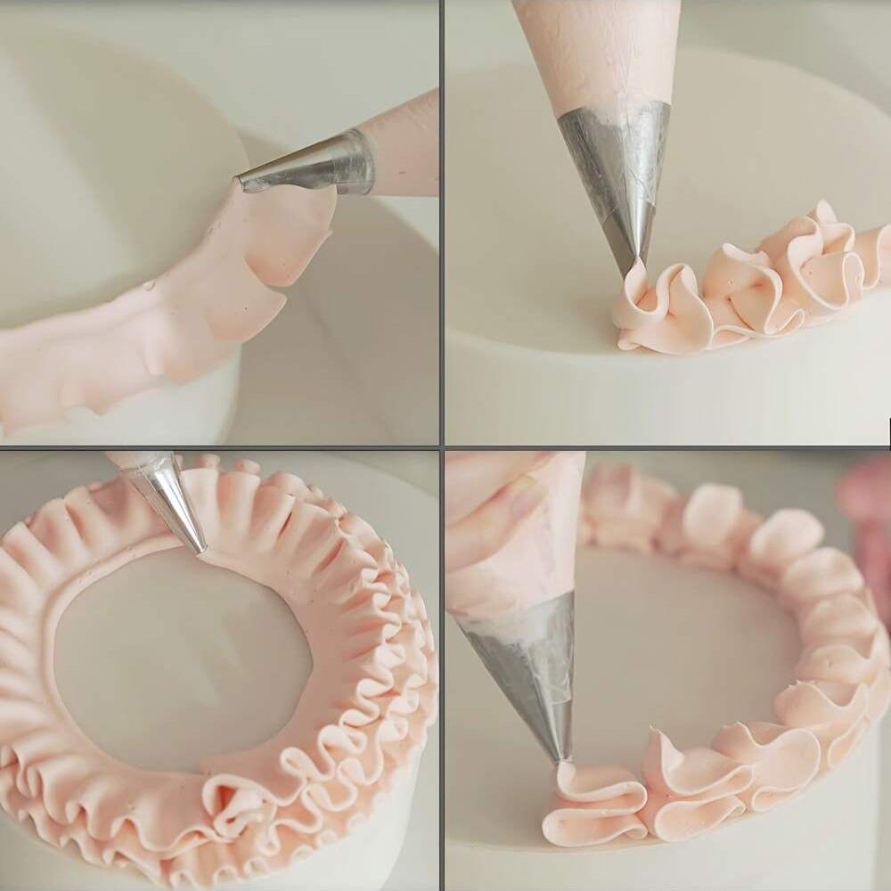 7PCS Stainless Steel Cake Nozzle Tube Head DIY Pastry Puff Skirt Icing Piping Nozzles Cake Decorating Supplies Baking Set Tools