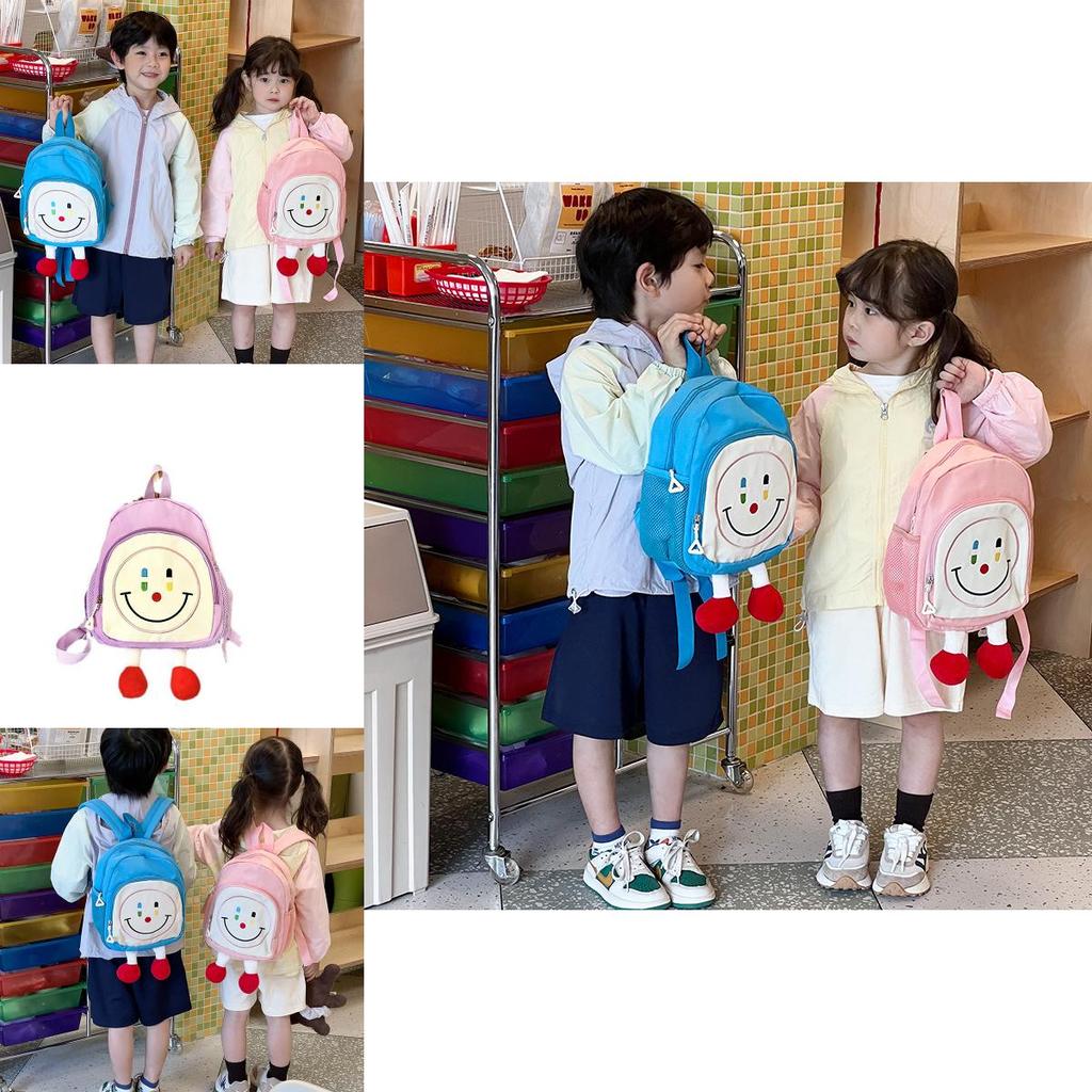 Adorable Plush Smile Face Backpack For Kids Unique Design Lightweight And Spacious