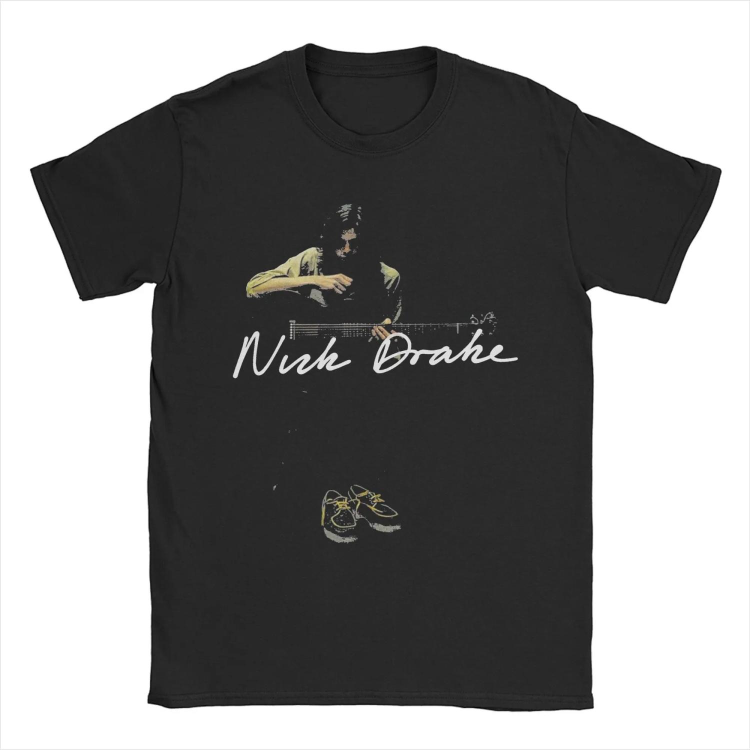 

Nick Drakes T-Shirt Men Vintage Pure Cotton Tee Shirt Round Neck Short Sleeve T Shirts 4XL 5XL 6XL Tops S чёрный